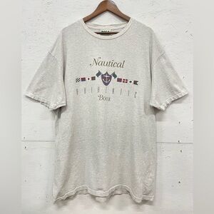 Vintage 90s BOCA Nautical Flags Authentic Tee, Fits XL, Grey